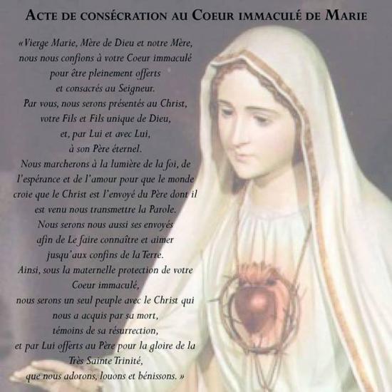 Acte de Consécration au Coeur Immaculé de Marie