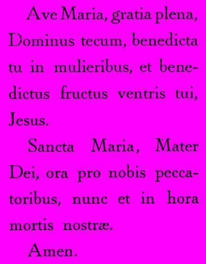 Je Vous salue Marie en latin