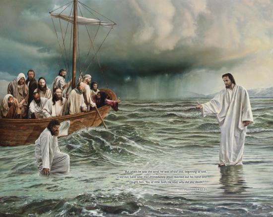 Fond d'écran Jésus marchant sur l'eau