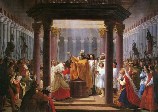 Le Baptême de Clovis, peint par Jean Alaux 'Le Romain' (1825)