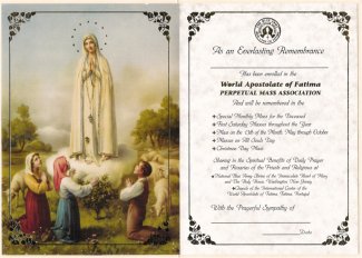 Mass Card, Fatima Shrine, Washington, NJ